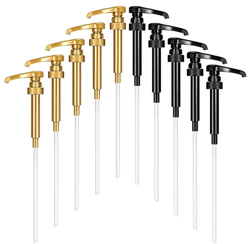 Lot de 10 Distributeur de têtes de pompe pour sirop, distributeur Sirop pompe de rechange Cap, distributeur de pompe de sirop de café pour bouteilles de sirop de café de 750 ml (5 en noir + 5 en or)