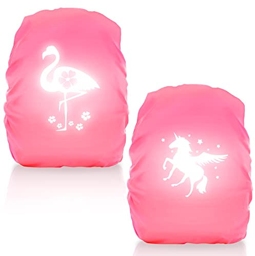 Regenschutz Schulranzen Einhorn Regenschutz für Rucksack Step By Step Regenhülle Wasserdichter Rucksack Überzug Reflektierend für Mädchen Kinder (2, Rosa)