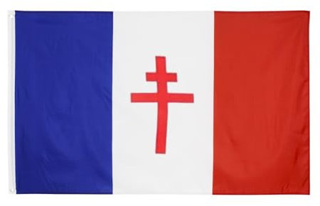 Hollylife Drapeau France Libre 1940-1944 150 x 90 cm Drapeau Francais avec 2 œillets Métalliques Grand Drapeau France Flag Fanion Tissue Parfait Pour Festivals Manif Decoration Extérieur Jardin
