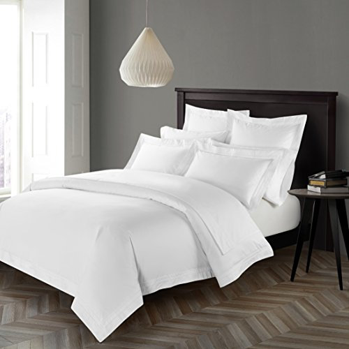 CASA BOLAJ DESIGNED TO DREAM Casabolaj Triomphe Collection Bettwäsche-Set, 3-teilig, 100 % ägyptischer Baumwollsatin, Fadenzahl 400, luxuriös, handgefertigt, Queen-Size-Bett (weiß, voll)