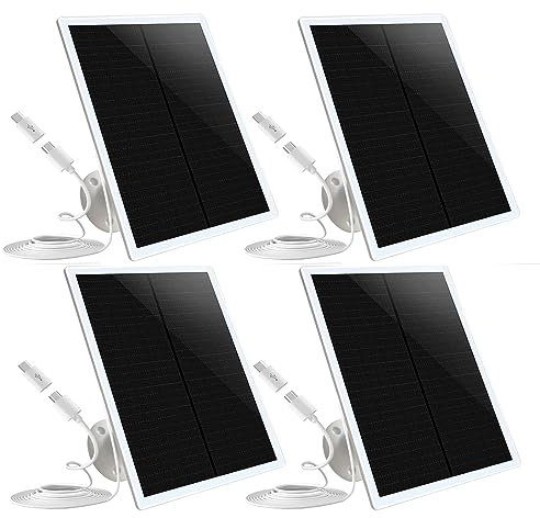 Solarpanel-Kamera-Ladegerät passend für Arlo Essential Spotlight/XL Spotlight-Kamera, Ring Spotlight Cam Plus/Spotlight Pro 5 V 6 W Solarpanel, Schnellladekabel, 4 Stück