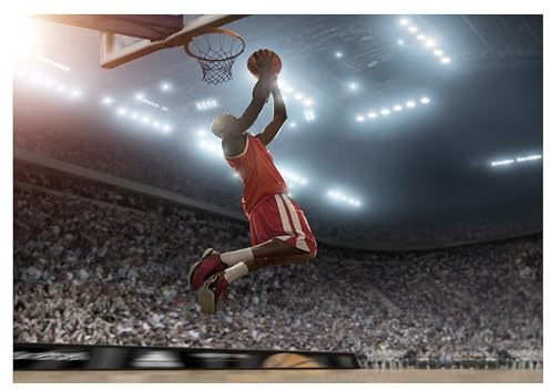 WallArena Vlies Fototapete, Basketball, 368x254cm | Fototapeten - Tapeten - für Wohnzimmer Schlafzimmer - Vliestapete Wandtapete Tapete 3D Effekt- inkl. Kleister