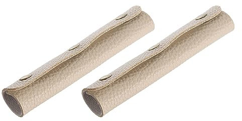 sourcing map 2Stk Handtasche Handgriff Wickelhüllen PU Leder 3 Klammern Reisegepäck Griffschutz für Koffer Einkaufstasche (13x10cm Beige)