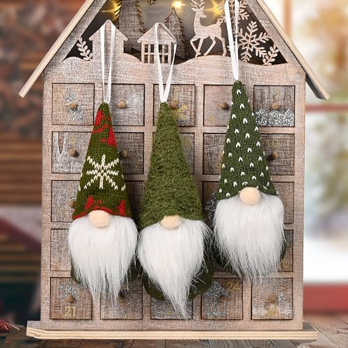 NSXIN Weihnachten Deko Wichtel Figuren 3 Stück Mini Schwedischen Weihnachtsmann Weihnachtsdeko Santa Tomte Gnom, Amerikanisch, Skandinavischer Zwerg Geschenke für Freunde Familie (Grün/3Stk)