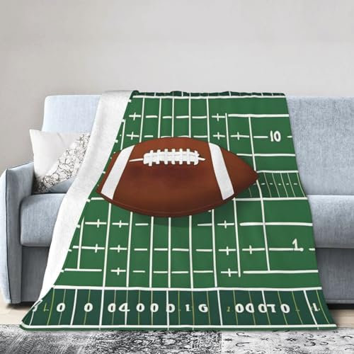 Decke, American Football, Feld, Ball, Sport, weiche Überwurfdecke, warme Decken, leichte Flauschige Flanell-Überwürfe für Bett, Sofa, Couch, 200 x 150 cm