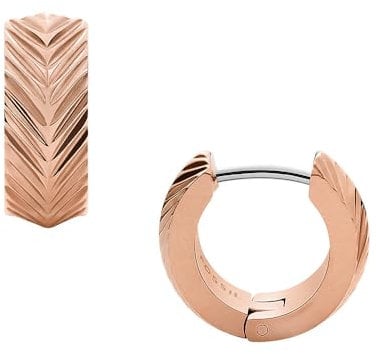 Fossil Creolen-Ohrringe Harlow Linear Texture für Damen Edelstahl roségoldfarben, JF04662791