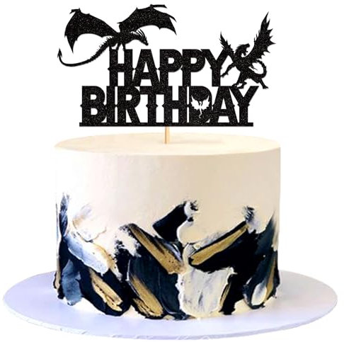 Blumomon 1 Pcs Dragon Happy Birthday Cake Topper Glitter Dinosaur Cake Decorations for Baby Shower Kids Birthday Dragon Party Decoration Supplies
