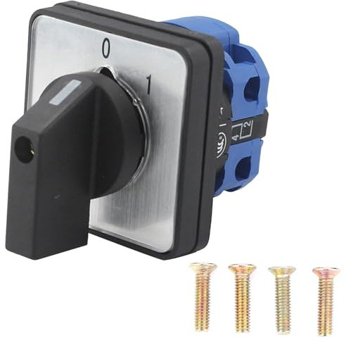 Interruptor Giratorio Universal 2 Posiciones, AC 660V 25A Interruptor de Cambio Rotativo, Selector de leva 4 Terminales para Fábricas, Talleres, Instalaciones de Producción Industrial