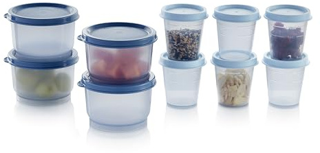 Tupperware Super Snack 10 Container Food Storage Set, Dishwasher Safe and BPA Free (10 Containers, 10 Lids)