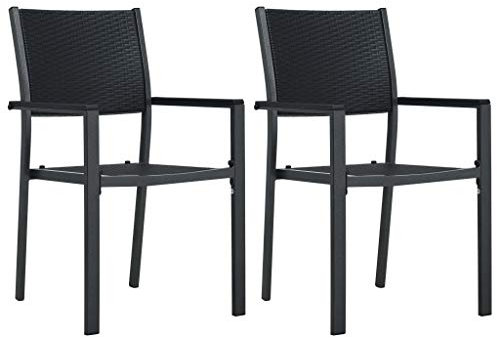 HEFZGDB Gartenstühle 2 STK. Schwarz Kunststoff Rattan-Optik Balkonstuhl Loungesessel Sonnenliege Geeignet für den Pool, die Terrasse und die Veranda.