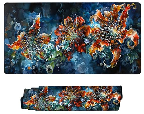 Flower Mouse Mat Desk Mat Large Mouse Mat Blue Xl Mouse Pad Gaming Mouse Pad 1000x500 Soft Smooth Surface and Rubber Base Waterproof Soft Cloth Extended Mouse Mat for Office & Home, Gifts O-P