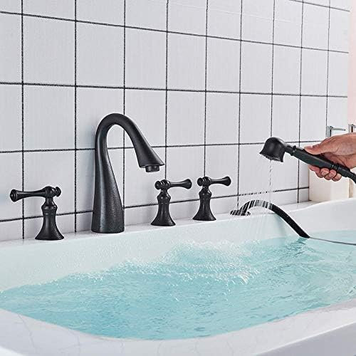 ZLQRTUD Robinet de Baignoire 5 pièces à Triple poignée et Double Bec, Ensemble de robinets de Baignoire à Large Diffusion, robinets mélangeurs, Robinet de Douche de Salle de Bain avec douchette