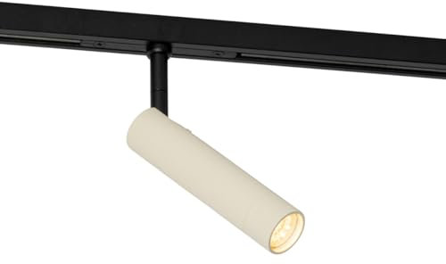 QAZQA - Modern Moderner Spot I Spotlight I Deckenspot I Deckenstrahler I Strahler I Lampe I Leuchte Beige mit Schwarz für 1-phasiges Schienensystem Komplettset I Spotlight I Deckenspot I Deckenstrahle