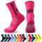 MPXEAVG 3 Paare Socken Fussball, Grip Socken Fußball, Fußballsocken Herren Damen, Rutschfeste Sportsocken für Fussball Basketball Laufen(Rosenrot)