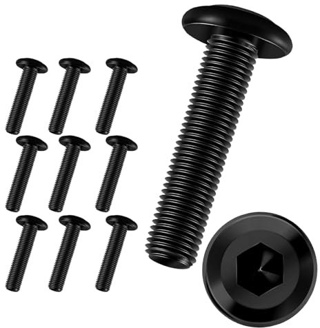 10 Stück Schrauben M8 × 40,Flachkopfschrauben m8 Innensechskant,m8 Schrauben,Schrauben Schwarz,Edelstahl A2 V2A,Vollgewinde