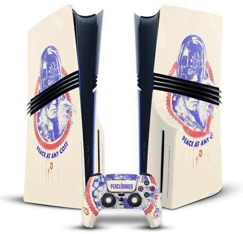 Head Case Designs Offizielle Peacemaker: Television Series Christopher Smith & Eagly Graphics Vinyl Haut Gaming Aufkleber kompatibel mit Sony PS5 Pro Disc Edition Console & DualSense Controller