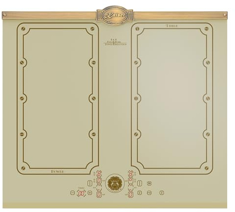 Kaiser KCT 6192 FI ElfEm Induktionskochfeld 60 cm • 8 Heizelemente: 4×2 Induktions-Kochzonen • FREE ZONE mit 2 FLEX Induktions Zonen • Elfenbein Keramik-Glas mit Antique Gold-Leiste