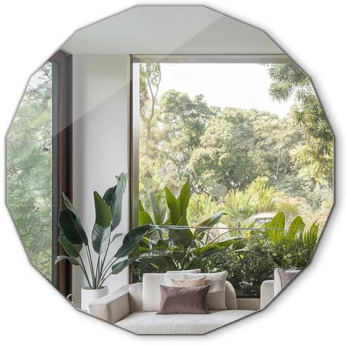 Tulup Wandspiegel 80x80 Polygonaler Badezimmerspiegel Rahmenlos Originelle Form für Bad Wohnzimmer Schlafzimmer Flur Moderne Einrichtung Spiegel Einzigartiges Kantendesign für Zuhause oder Büro