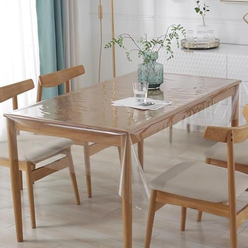 DASIAUTOEM Tischdecke Transparent, Durchsichtige Tischdecke 150x200 cm | Tischfolie Durchsichtig, Wasserdicht Abwaschbar PVC Folie Fettdicht Tischschutzfolie für Hochzeit Innen Außenbereich Party