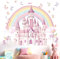 Rainbow Castle Wall Stickers for Girls: Peel and Stick Unicorn Fairy Tale Butterfly Cloud Unicornio Wall Decals - Wall Decor Art Kids Supplies Ages 1-12 Year