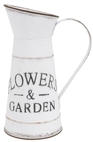 Blumenkanne Krug Dekorative Milch Rustikale Vase Blumentopf Dose Mental Retro Gießkanne Antike Arrangements Land Wasserspender Blumen (White, F)