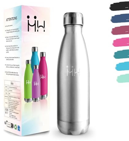 Botella Agua Acero Inoxidable, 750 ml Libre de BPA, Botella Termica, 18/8 Acero Inoxidable, Botellas Agua, Aislamiento al Vacío de Boble Pared, Botellas Isotermica para Senderismo - Color Verdadero