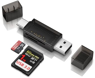 Sd Card Reader 2-in-1, USB 3.0 USB C Dual Slot Memory Card Reader for Digital Camera SD Card Viewer for Google SDXC, SDHC, SD, MMC, RS-MMC, Micro SDXC, Micro SD, Micro SDHC Card, and UHS-I Cards