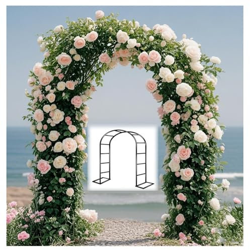 Arco da giardino in metallo, traliccio per piante rampicanti, supporto per pergolato per rose e viti, telaio con base (280 cm x 250 cm x 250 cm (L x A)