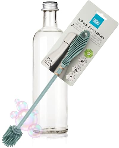 Taylor's Eye Witness Silicone Bottle Brush - 31cm Bottle Cleaner For Water Bottles, Baby Bottles, Sports Bottles. Long Handle & Thick Bristles For Cleaning Narrow-Neck Vases, Cups, Glassware. Aqua