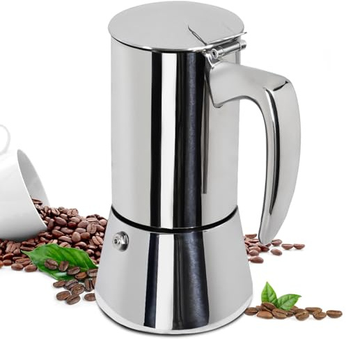 Supvision Cafetera de café espresso italiano de 12 tazas de acero inoxidable 304 grueso de 600 ml, cafetera de café espresso italiano, cafeteras de estufa, cafetera moca, percolador para estufa de