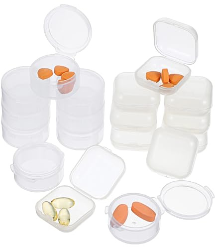Gatuida Ohrstöpsel mit Dichtem Verschluss Aufbewahrungsbox aus Pp 20 Stück und Stabilem Design Kleiner Runder Organizer für Schmuck und Tägliche Reiseanwendung
