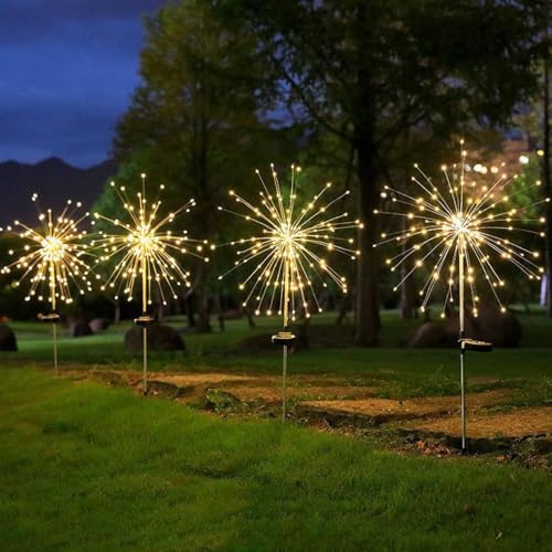 Nest and Flowers - Luci da tavolo a energia solare, 2026, luci a LED per fuochi d'artificio, mini luci da tavolo Starburst, per feste di Natale, decorazione per interni, regalo, con 120 perline LED