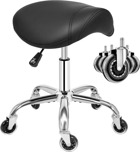 ANWBROAD Taburete con Ruedas Taburete Ergonomico Altura Ajustable