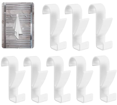NOLACE 8 Pezzi Ganci per Termoarredo Bagno Bianco | Termosifoni Accappatoio Porta Asciugamani Appendi, Scaldasalviette, Vestiti Asciugamani