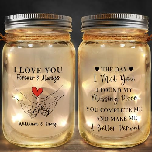 Kaululu Personalised LED Glass Bottle Light with Name for Couple, Bottle Lamp Home Decoration Christmas, Birthday Gift, Couple Gifts for Christmas, Valentine, Birthday (C)
