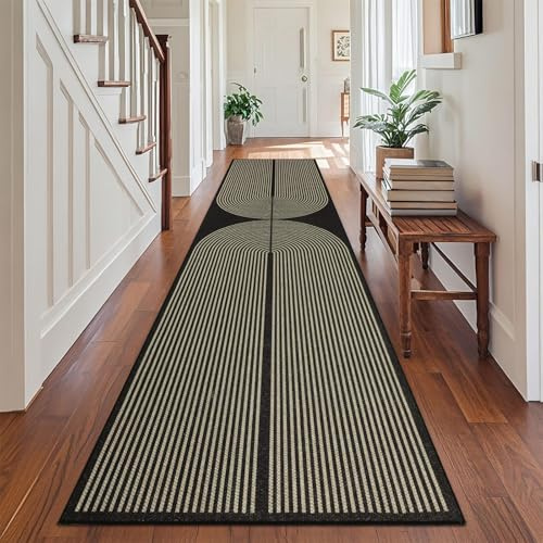 TUKDAK Weben Teppich Läufer Flur rutschfest 80x300cm, Waschbar Küchenteppich, Flurläufer Modern, Teppichläufer, Küchenläufer, Flur Teppich, Flurteppich für Küche, Eingang, Wohnzimmer, Korridor