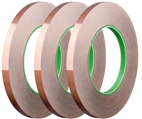 GYTFOG 3Rolls Copper Tape, Copper Foil Tape with Conductive Adhesive, Self Adhesive Dual Conductive Tape, for Crafts Electrical Repairs Soldering Grounding DIY Outdoor Indoor Use