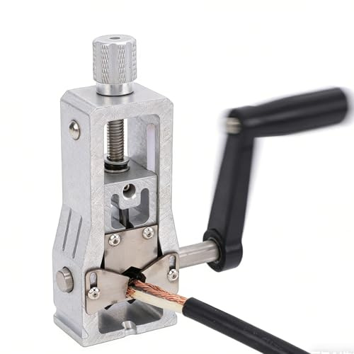 VBESTLIFE Máquina Peladora de Cables Manual, Máquina Peladora de Cables de Aleación de Aluminio con Taladro o Manivela para Flexibles de un Solo Alambre de Alto Voltaje