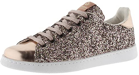 Victoria Basket Basse Tenis Paillettes & Détails Métallisés & Lacets Assortis 112558 pour Femme Rosa 36