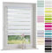 ourdeco® Doppel-Rollo,Duo-Rollo / 60 x 160cm weiß/lichtdurchlässig,Blickdicht/Klemmen Montage ohne Bohren