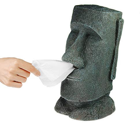 Monsterzeug Taschentuchbox Moai Figur, Steingesicht Osterinseln, Origineller Taschentuchspender, Badutensilien, Wohn-Dekoration