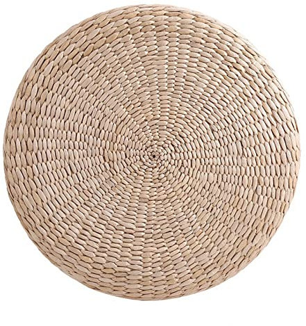 Tatami Coussin De Siège Fabriqué À La Main De Style 40CM Coussin Ronde Japonais Pad de Siège Pouf Rond Tapis De Sol Doux Tricoté Paille Plat futon Pad de Chaise pour La Méditation Zen Yoga