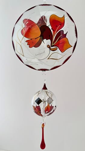 Lichtmühle, Sonnenmühle, Solar Radiometer, Mobile mit Glas Fenster Bild in Linsenform, faszinierender ansprechender Blickfang, Fensterdekoration, Glaskunst, Glasmalerei, Glas Handwerk in Perfektion