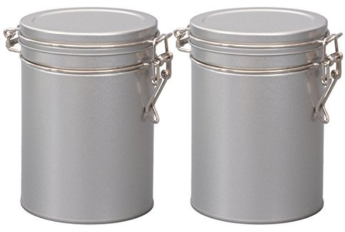 tea4chill 2 Stk Teedosen für losen Tee 200g, Kaffeedosen, Gewürzdosen, Silver Round, Metall, rund mit Bügelverschluss, 90 x 130mm (ØxH)