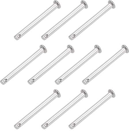 sourcing map 10Stücke Einloch Gabelbolzen Scharnier Stift 4mm X 40mm flacher Kopf 304 Edelstahl