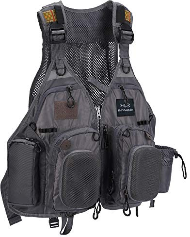 Bassdash Herren Angeln Weste Multifunktionsweste Anglerweste mit biszu max.20 Taschen für Fliegenfischen und Outdoor Freizeit