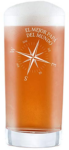 AMAVEL Vaso de Cerveza Artesanal con Grabado El Mejor Papá del Mundo, Pinta, Vaso para Cócteles, Capacidad 0,5 l