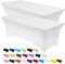 Utopia Kitchen Spandex Tischtuch 2 Pack [8FT, Weiß] Angepasst, Waschbar und Faltenfrei Stretch Rechteckige Terrasse Tischabdeckung für Veranstaltung, Hochzeit, Bankett & Partys [244Lx76Wx76H] cm