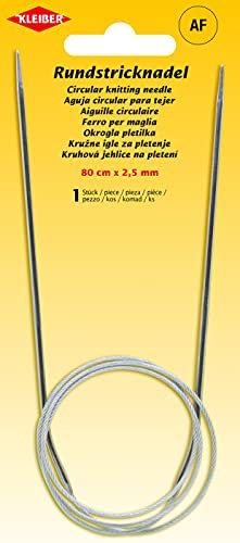 Kleiber + Co. GmbH 69951 Rundstricknadel, Metall, grau, 80 cm x 2,5 mm