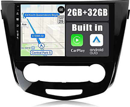 YUNTX Android 14 2 Din Radio con navigazione per Nissan X-Trail Qashqai 2014-2018: [Integrato CarPlay/Android Auto/DSP/GPS]-IPS 2.5D 10.1”Touch screen-DAB/Bluetooth 5.0/Controllo del volante/USB/WiFi